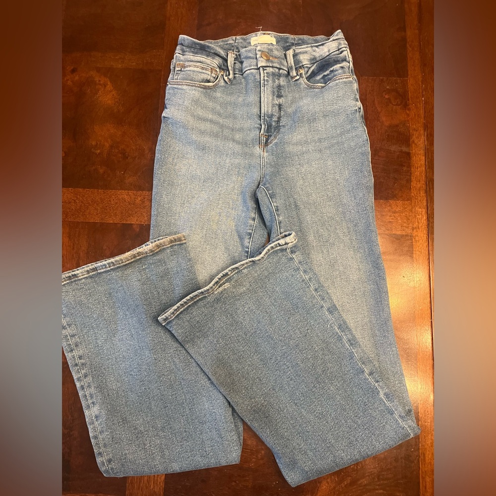 Good American Good Leg Flare Jeans Pants Light Wash 2/26
